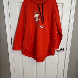 Cozy Red Hoodie with Cartoon Design